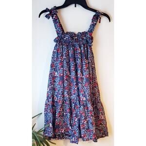 Next Girls Blue Floral Trapeze Flowy Dress Size 10 Beach Cover Travel Boho